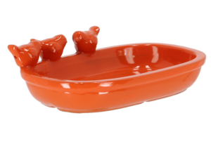 pomarańczowe poidełko dla ptaków