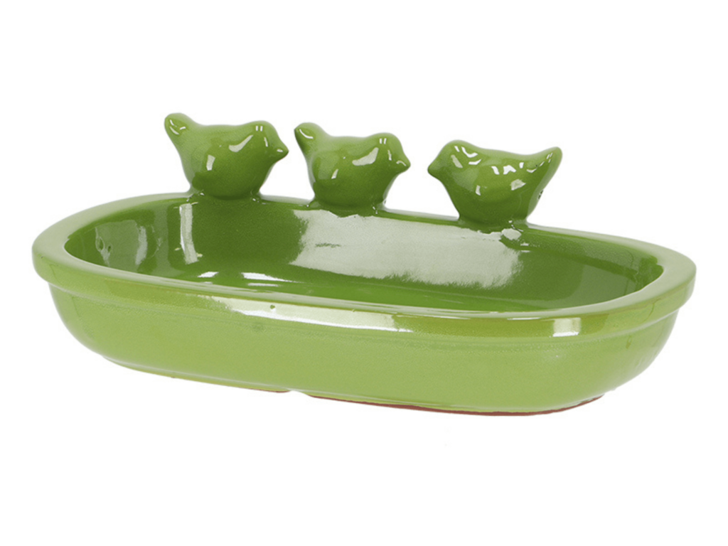 zielone poidełko dla ptaków