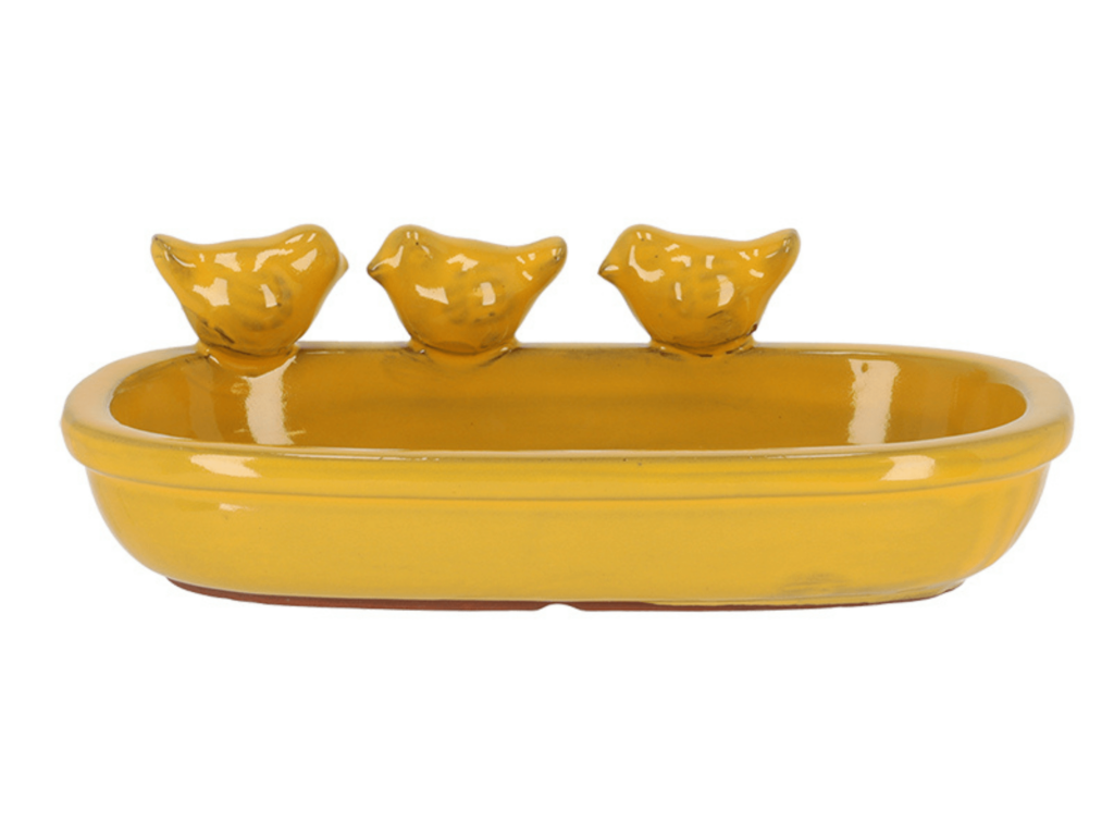 poidełko dla ptaków żółte